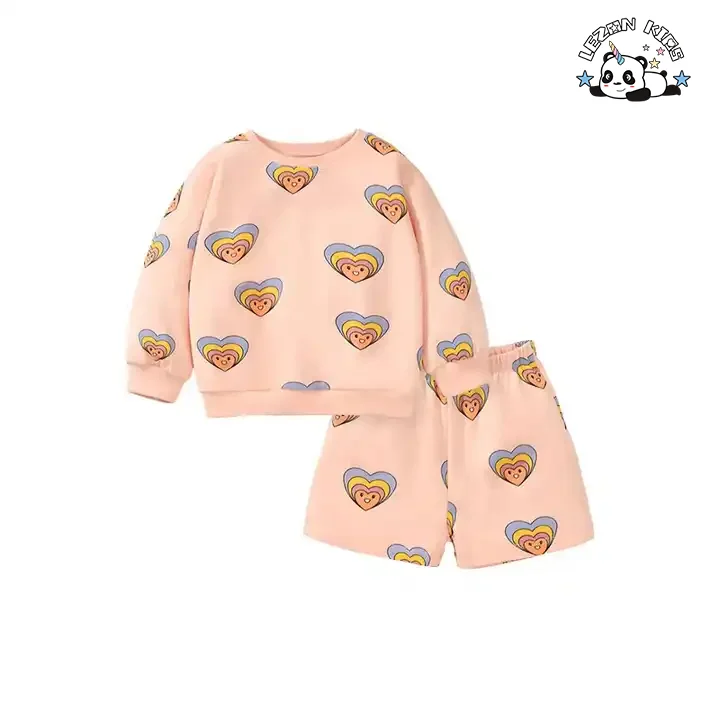 LEZONKIDS - Customizable Spring Sport Casual Long Sleeve and Shorts Girls Clothing Sets for 11 Years Old